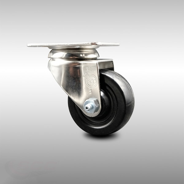 3 Inch 316SS Hard Rubber Wheel Swivel Top Plate Caster